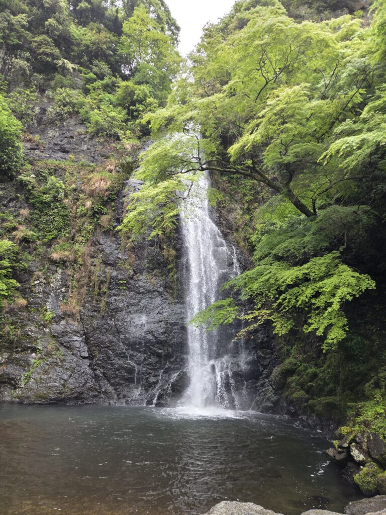 大阪・箕面公園にある高さ33メートルの箕面大滝。豊かな森に囲まれた美しい滝。